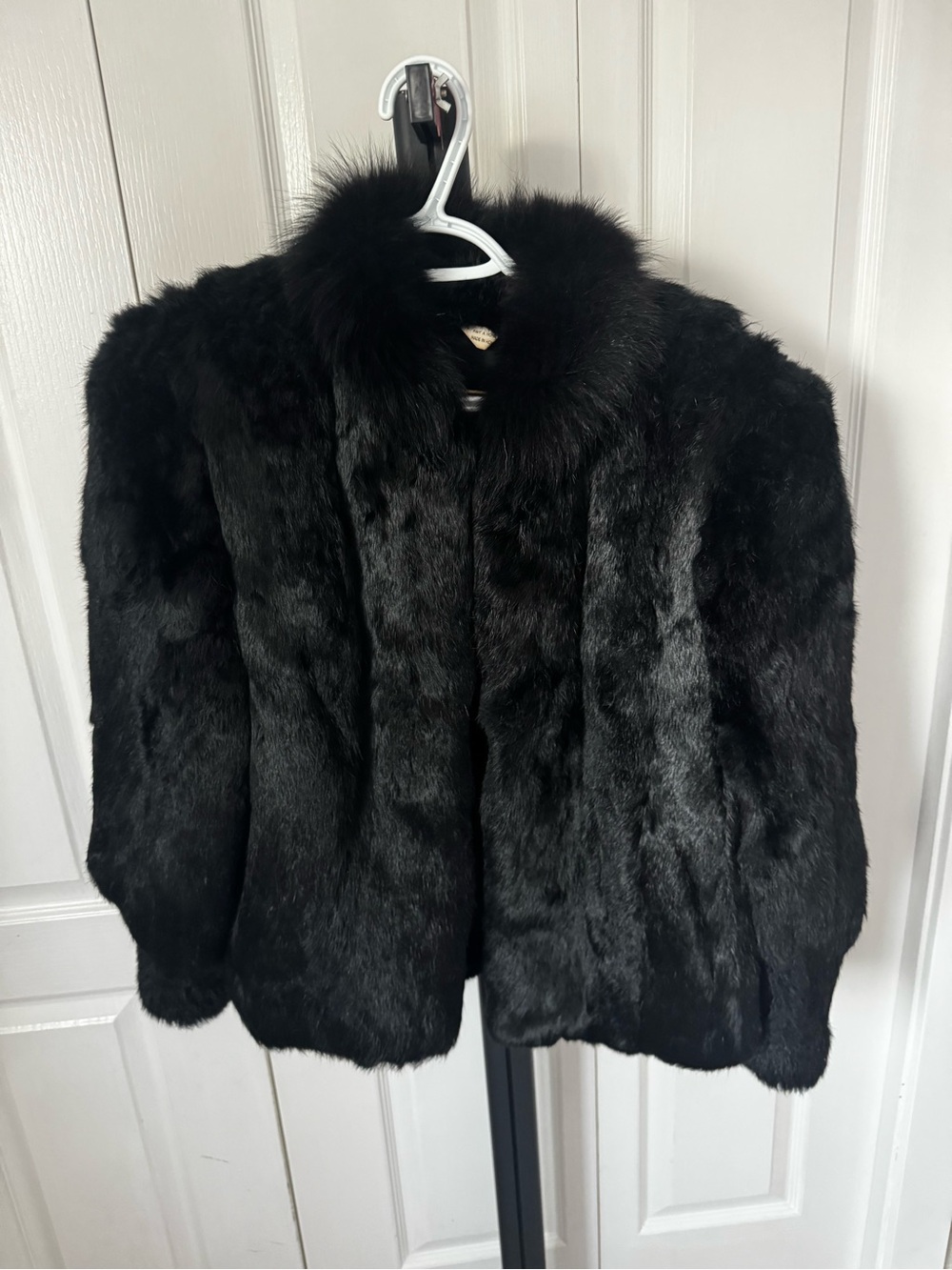 Vintage ILANA Genuine Black Rabbit Fur Jacket